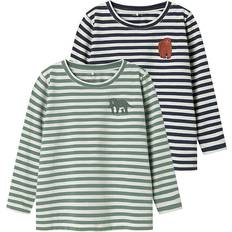 Name It Drenge Skjorter Name It Top Med Lange Ærmer Bluser - Creme/Marin/Grøn