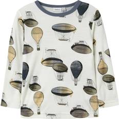 Multifarvet Skjorter Name It NmmWillitus Uld Ls Top Noos Bluse - Navy/Lysebrun/Sort/Hvid