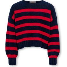 146 - Drenge Striktrøjer Only Pullover Koglaya - Natblå/Rød