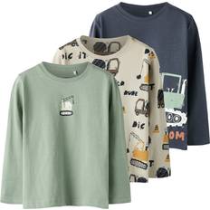 Beige - Drenge Bluser & Tunikaer Name It NmmNiko Bluser Kit 3-Pak - Navy/Brokade/Pastelgrøn