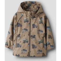 Ensfarvet Jakker Name It Alfa08 Softshell Jakke Aop 1Fo - Blå/Brun/Grå
