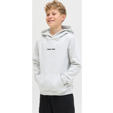 Grå Hoodies Børnetøj Jack & Jones Junior Sweatshirt Norrebro Emb Sweat Sort/Hvid