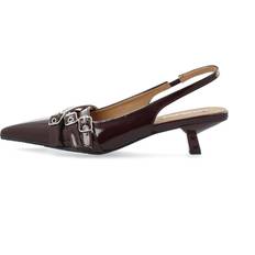 Syntetisk Højhælede sko Bianco Slingpumps Kristin Burgunder Kitten Heel Buckle Faux Leather - Burgunder