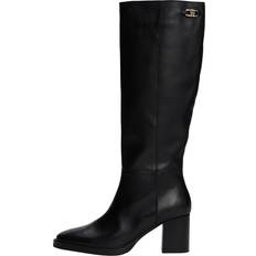 Dame - Tekstil Høje støvler Tommy Hilfiger Stacked Heel Leather Long Boot Støvler - Sort
