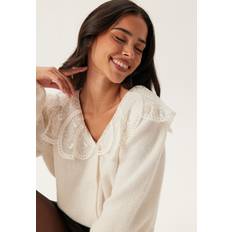 Lange ærmer Trøjer Pieces Pcabby LS Lace Collar Knit Cloud Dancer - Hvid