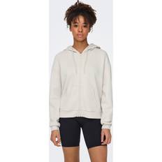 Beige - Træningstøj Sweatere Only Onplounge Life Hood Fz Ls Swt Noos - Lysegrå