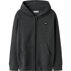 Name It Vimo Hooded Sweat Cardigan - Dark Grey Melange (13247099)