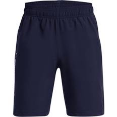 Blue - Shorts Trousers Under Armour Boy's Tech Woven Wordmark Shorts - Midnight Navy/White (1383341-410)