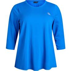 Zizzi Overdele Zizzi Træningstop Abasic One 3/4 Blouse - Blå