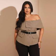 Off-Shoulder Blazers Shein Plus Size Off-Shoulder Blazer Top