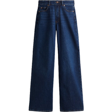 H&M Denim Wide High Jeans - Marinblå