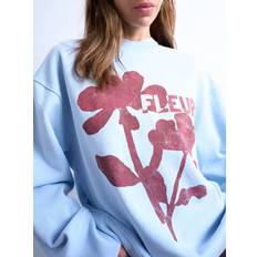 Gaby Standardpassform Rundringning Sweatshirt - Ljusblå/Bordeaux