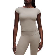 Vadderad Överdelar Lululemon Align Scoop-Back Short-Sleeve Shirt BD Cups - Warm Ash Grey