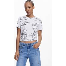 Desigual Dam Överdelar Desigual Mickey Sketch T-shirt - Blanc