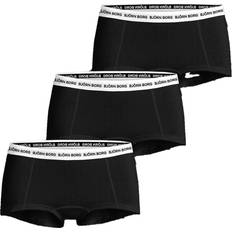 Dame - Sort Underbukser Björn Borg Everyday Cotton Boxer Shorts 3p - Black/White