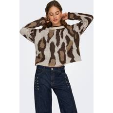 Dam - Leopard Tröjor Only Onledelie Stickad Tröja