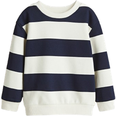 Vita Sweatshirts H&M Pojke Crèmevit Marinblårandig Sweatshirt