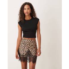 Satin Mini Skirt Leopard Print - Multi