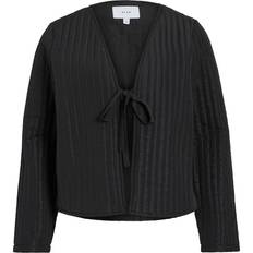 V-Neck Jackets Vila Tie Front Quilted Jacket - Black