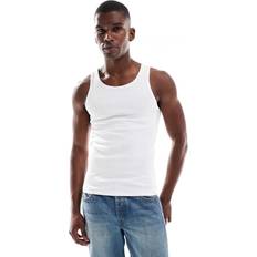 New Look Ribbat Linne Muscle Fit - Vit