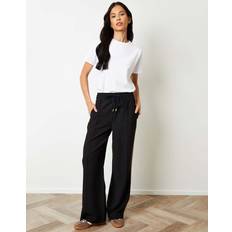 On wide Threadbare Side Stripe Pull On Wide Leg Trousers - Black
