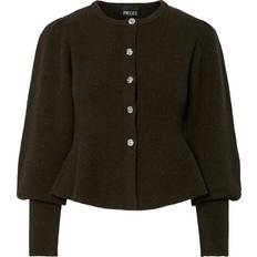 Dame Trøjer Pieces Pcannie LS Knit D2D Buttons - Mørkebrun