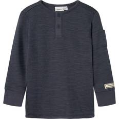 Lange ærmer Polotrøjer Børnetøj Name It Langærmet Polo Shirts - Mørkeblå
