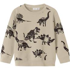 Name It 122/128 Sweatshirts Name It Nmmnilaus Ls Nreg Sweat Str 92 - Lysebeige/Sort