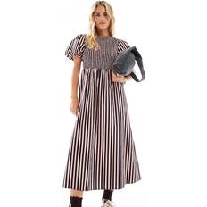 New Look Dresses New Look Petite Stripe Shirred Midi Dress - Pink
