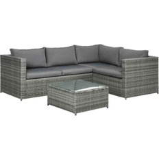 OutSunny 860-068V01GG - Grey Outdoor Lounge Set, 1 Table incl. 2 Sofas