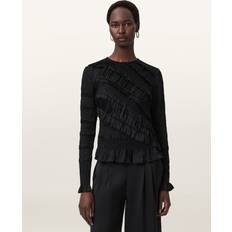 AllSaints Blusar AllSaints Nyla Ruffle Long Sleeve Top - Black