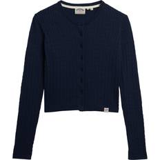 Blåa - Slim Koftor Superdry Micro Cable Knit Cardigan - Richest Navy