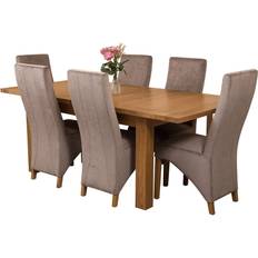 Grey - Oaks Dining Sets Modern Furniture Direct Solid Oak 150cm Extending Table Dining Set