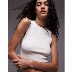 Mango Hvid Tøj Mango Sleeveless Fitted Knitted Top Langærmede Bluser - Hvid