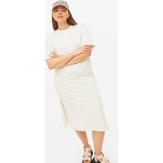 Acid Wash Midi T-Shirt Dress - Cream