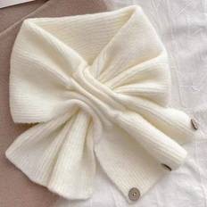 Color Knitted Neck Scarf Winter Warm Cross Scarf - Women