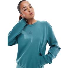 Adidas Sweatere adidas D4T Knit Sweatshirt Med Rund Hals Slidt Look - Turkis