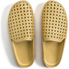 Gold Clogs Freedom Moses Metallic Gold Clogs With Rattan Shape Holes - Metallic Gold