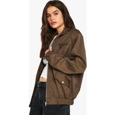 Outerwear boohoo Womens Tailored Oversized Bomber - Brown