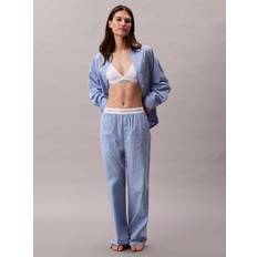 Calvin Klein Blåa Sovplagg Calvin Klein Cotton Poplin Logo Pyjama Pants - Blue