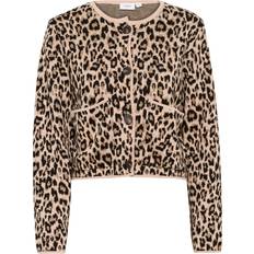Dam - Leopard Koftor Saint Tropez Leopard Jacquard Cardigan Tröja - Svart