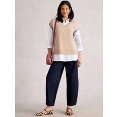 Cashmere Tank Tops White Stuff V-Neck Pure Cashmere Tank Top - Light Natural
