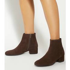 Dune London Ankle Boots Dune London Pippie Low-heel Suede Block Heel Ankle Boots - Brown