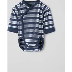 Polarn O. Pyret Børnetøj Polarn O. Pyret Baby Organic Cotton Stripe Long Sleeve Bodysuit - Blue