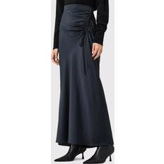 AllSaints Women Skirts AllSaints Alexia Ruched Maxi Drawstring Flared Skirt - Blue Mid