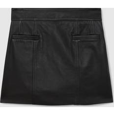 Men Skirts Reiss Seema Welt Pocket Pure Leather Mini Skirt - Black