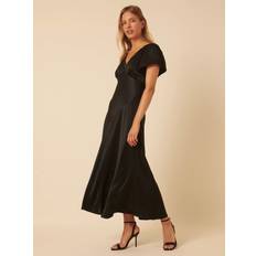 Nobody's Child Satin Lace Detail Sienna Midi Dress - Black