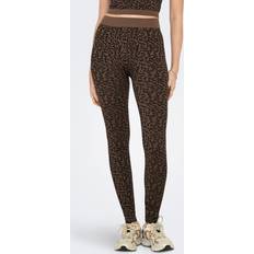 Bruna Leggings Only Stretch Fit Leggings Djurmönstrade Sömlösa - Brun