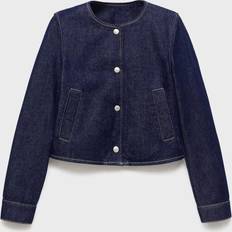 Mango Jackets Mango Collarless Denim Jacket - Open Blue