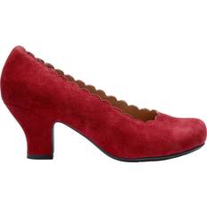Heels & Pumps Hotter Jive Wide Fit Suede Scallop Edge Heeled Courts